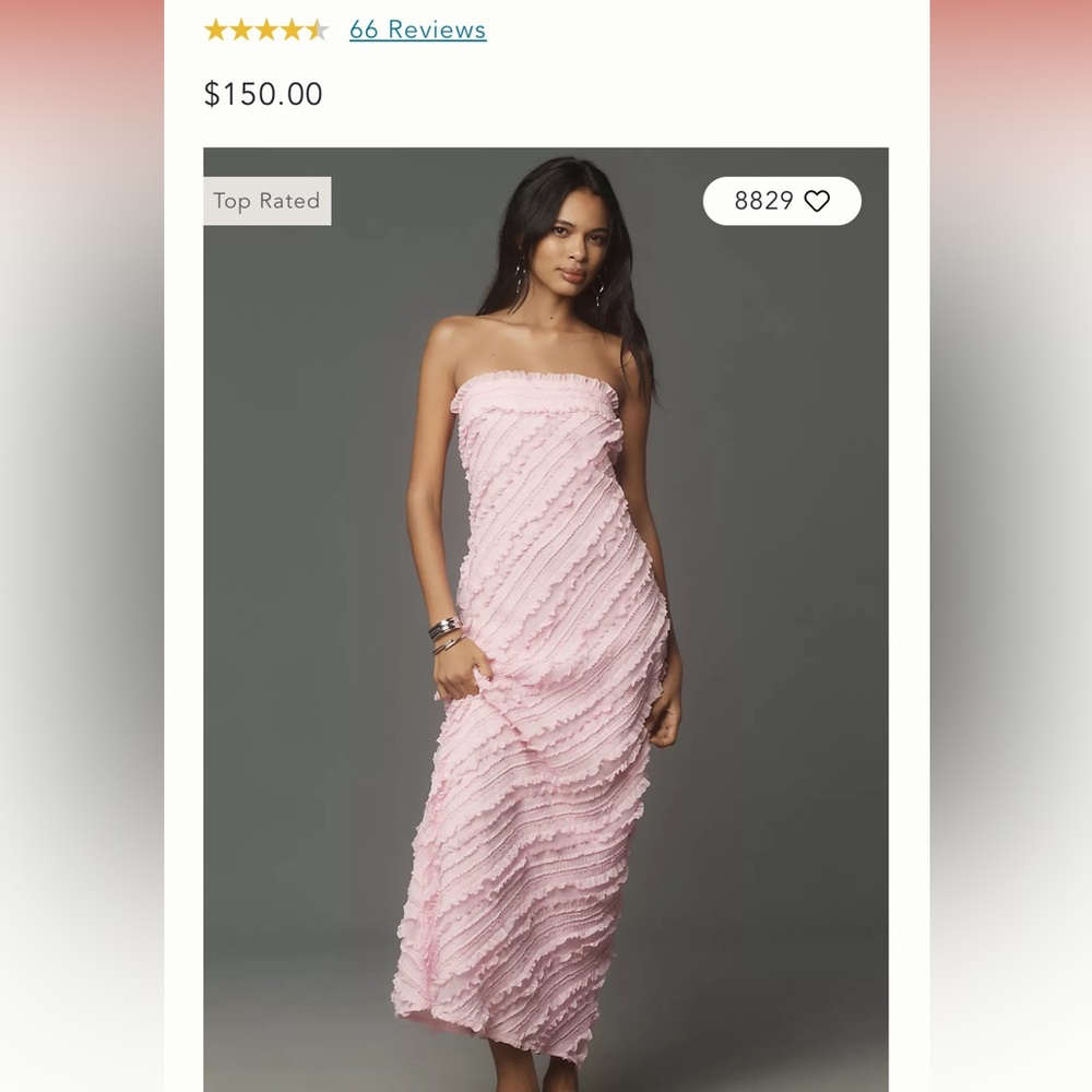 Endless Rose Strapless Textured Column Midi Dress in dusty pink